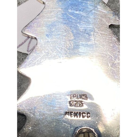 VINTAGE 2 INCH STERLING SILVER CHRISTMAS TREE BROOCH MEXICO UNSIGNED - Picture 3 of 3